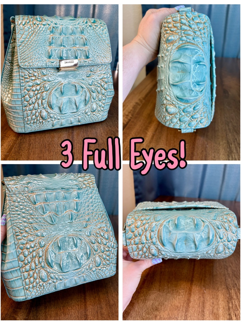 Brahmin NWOT Margo - Waterfall - 3 FULL EYES - Metallic - Gorgeous - Picture 2 of 16